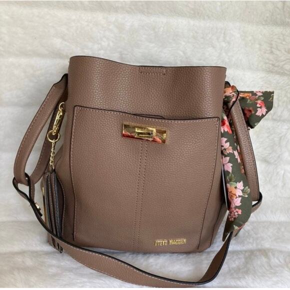 BRAND NEW”STEVE MADDEN BTHAI Taupe Hobo 3 Pcs. W/ Scarf - Picture 6 of 12